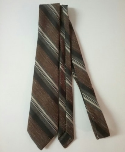 Vintage retro smal slips 60-tal brun grå svart randig på diagonalen
