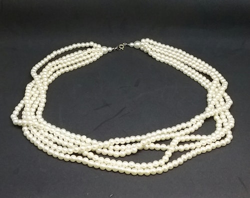 Retro vintage smycke bijouteri halsband pärlhalsband fler-radigt