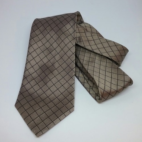 Vintage retro bred slips siden-slips Röda Sigillet bronsbrun med ränder, 70-tal