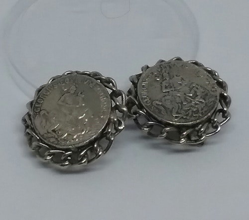 Retro smycke bijouteri örhänge clips myntliknande metall-grå