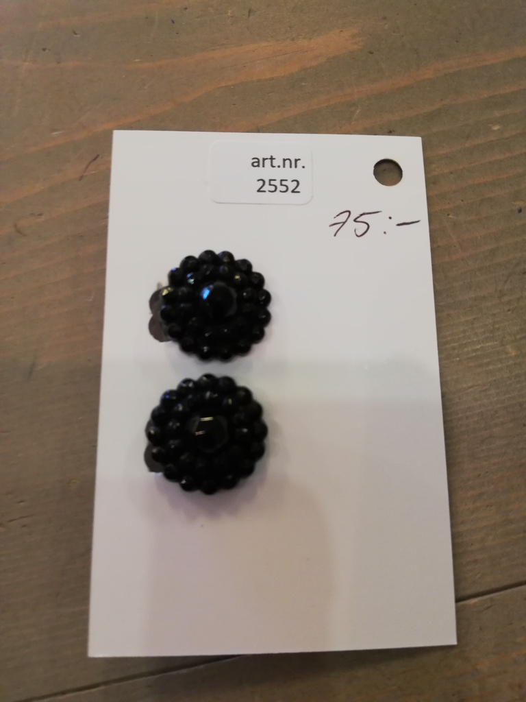Vintage retro örhängen clips små svarta pärlor i blomform