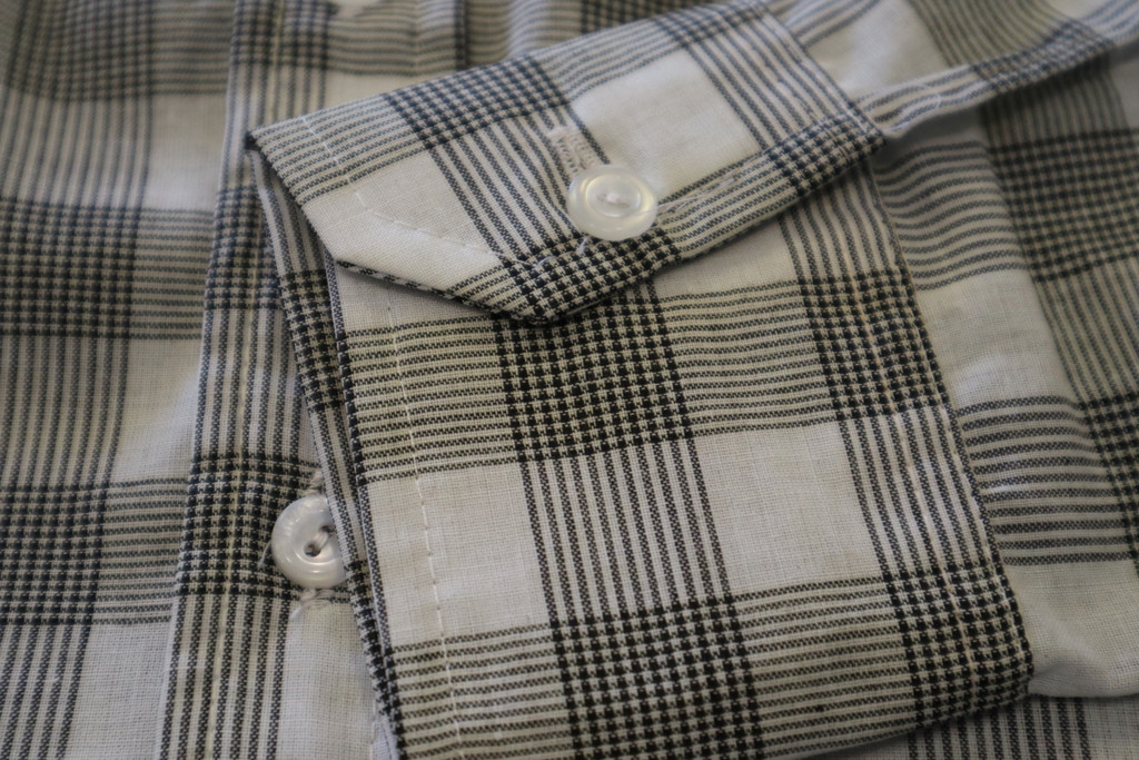 Vintage retro blus skjorta grå svart rutig rutig oanvänd Rowells