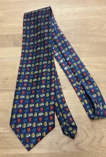 Vintage retro 70-tal bredare slips marinblå paisley Florentino