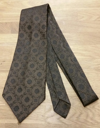 Vintage retro 70-tal bredare slips brun med brunt mönster Portia