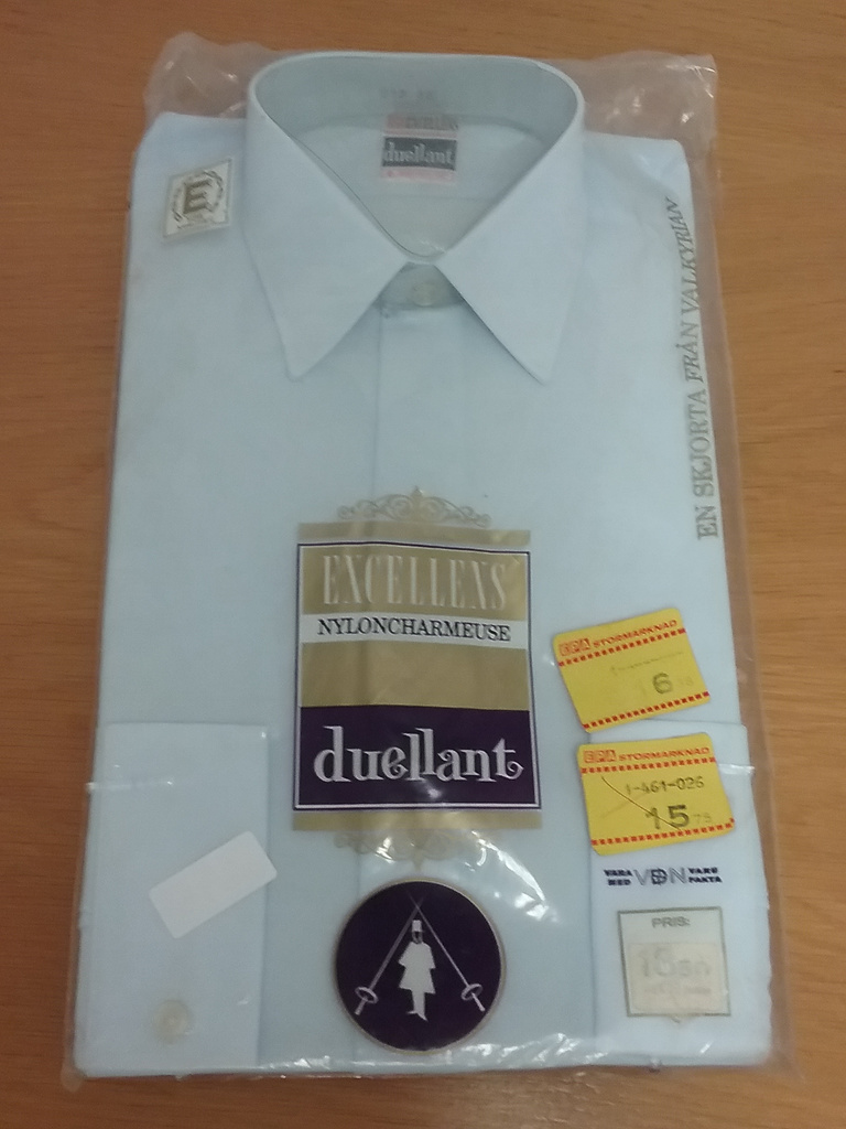 Vintage ljusblå nylonskjorta deadstock Duellant, 50-tal 60-tal