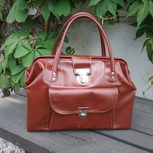 Retro vintage brun handväska typ unikabag för damer större