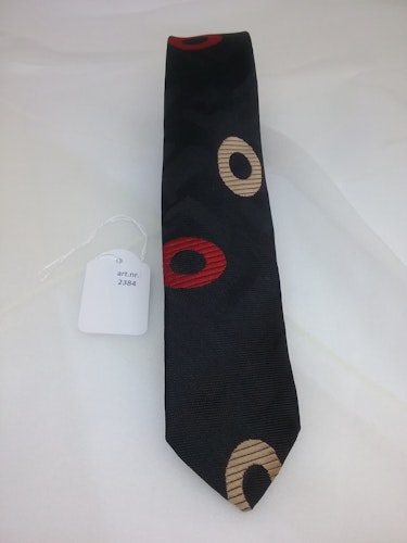 Vintage retro rockabilly slips 50-tal 60-tal smal svart ringar röda beige