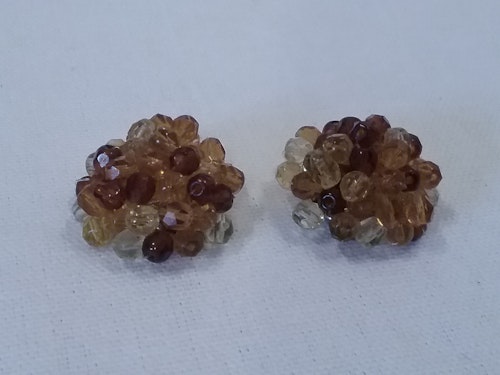 Vintage retro smycke bijouteri örhänge clips små stenar i olika bruna toner