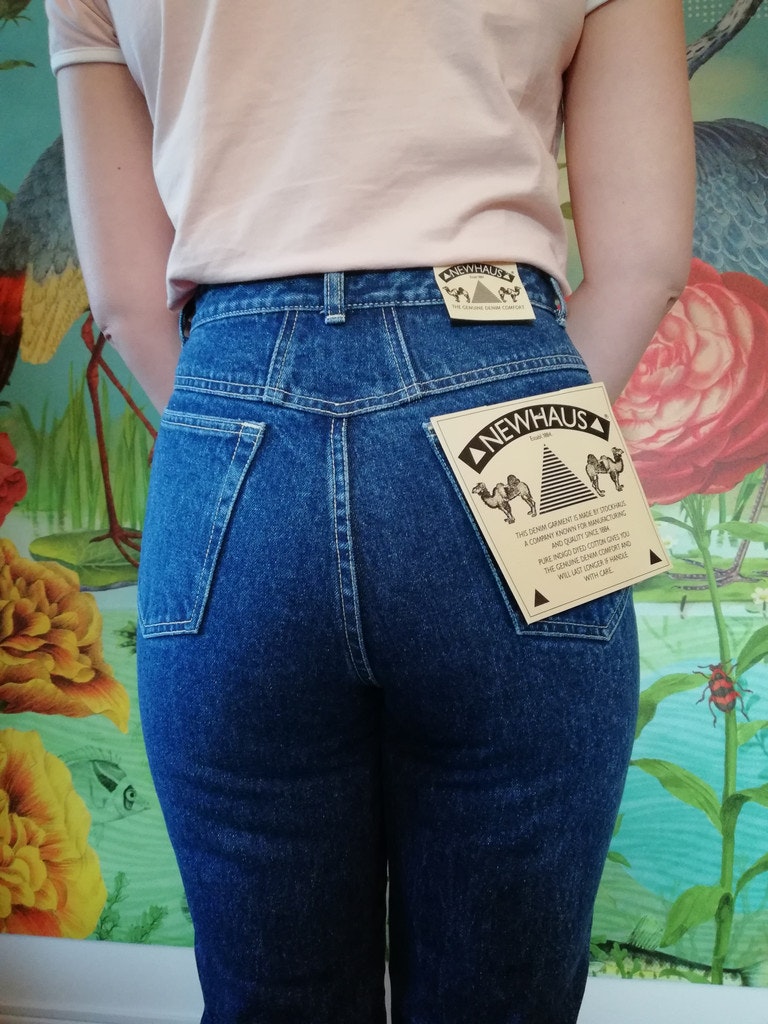 Retro jeans 80-tal deadstock hög midja smala ben mellanblå tvätt - Vintage  Corner Österlen