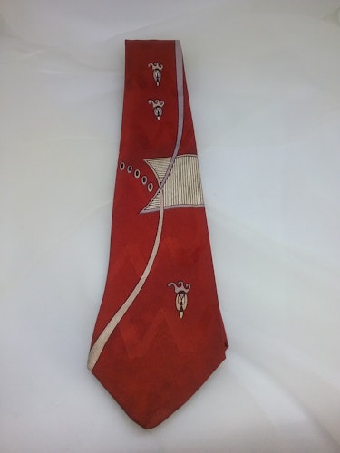 Vintage retro rockabilly slips 50-tal 60-tal bredare röd-grå mönstrad