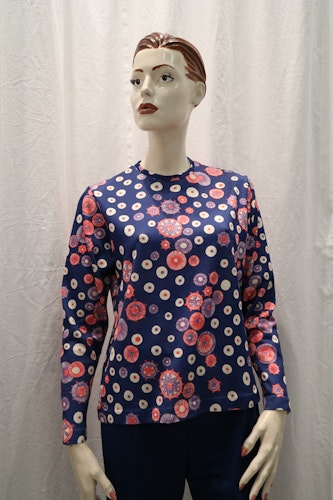 Vintage retro långärmad tröja syntet-jersey blå rosa lila 60-tal 70-tal