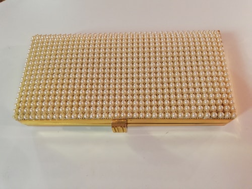 Retro vintage handväska aftonväska pärlor och guldfärgad 60-tal Brandahl