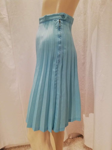 Vintage retro plisserad ljus turkos-blå kjol Kilsund  60-tal ev 70-tal