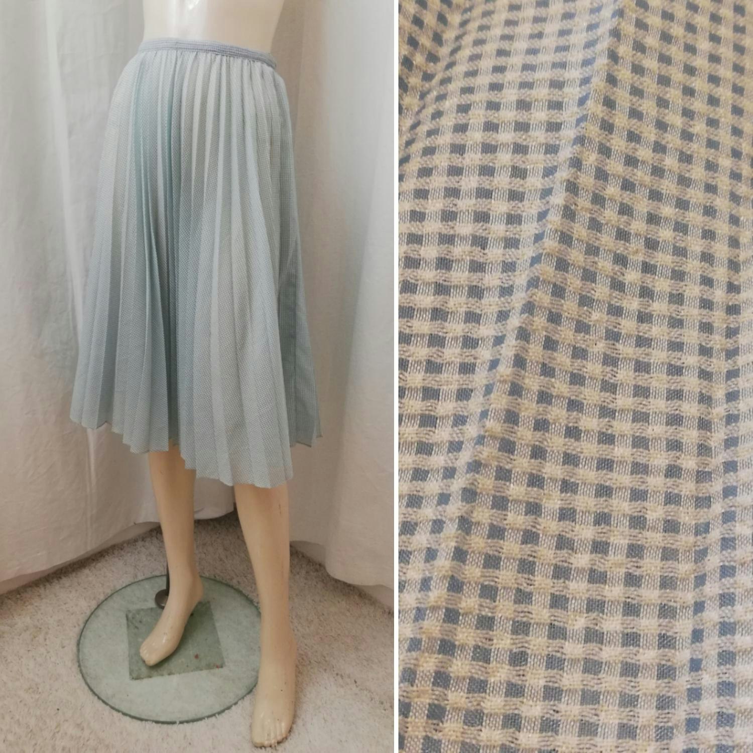 Vintage Retro plisserad kjol ljusblå-vit rutig 4050-tal - Vintage Corner  Österlen