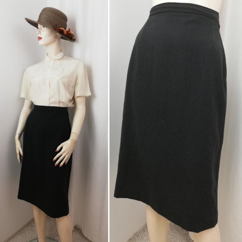 Vintage Retro grå kjol snäv smal midja kuldragkedja i sidan 50-tal
