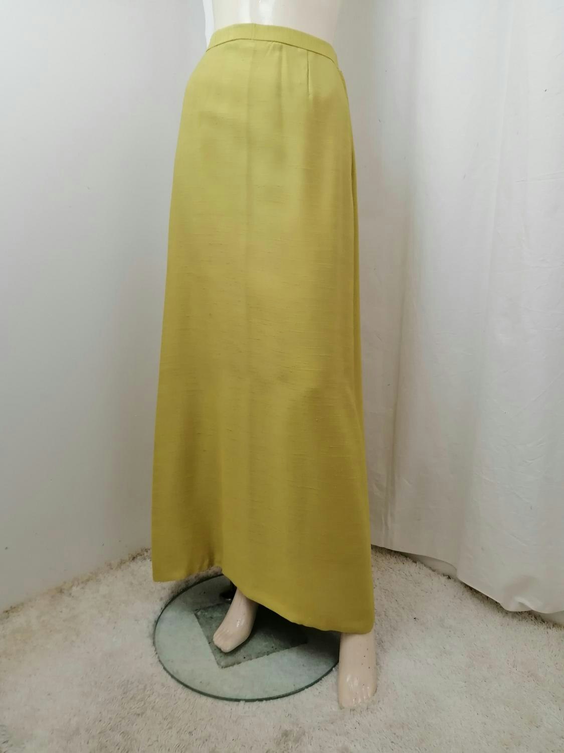 Vintage Retro lång fodrad kjol thai-siden lime-gul-grön - Vintage Corner  Österlen
