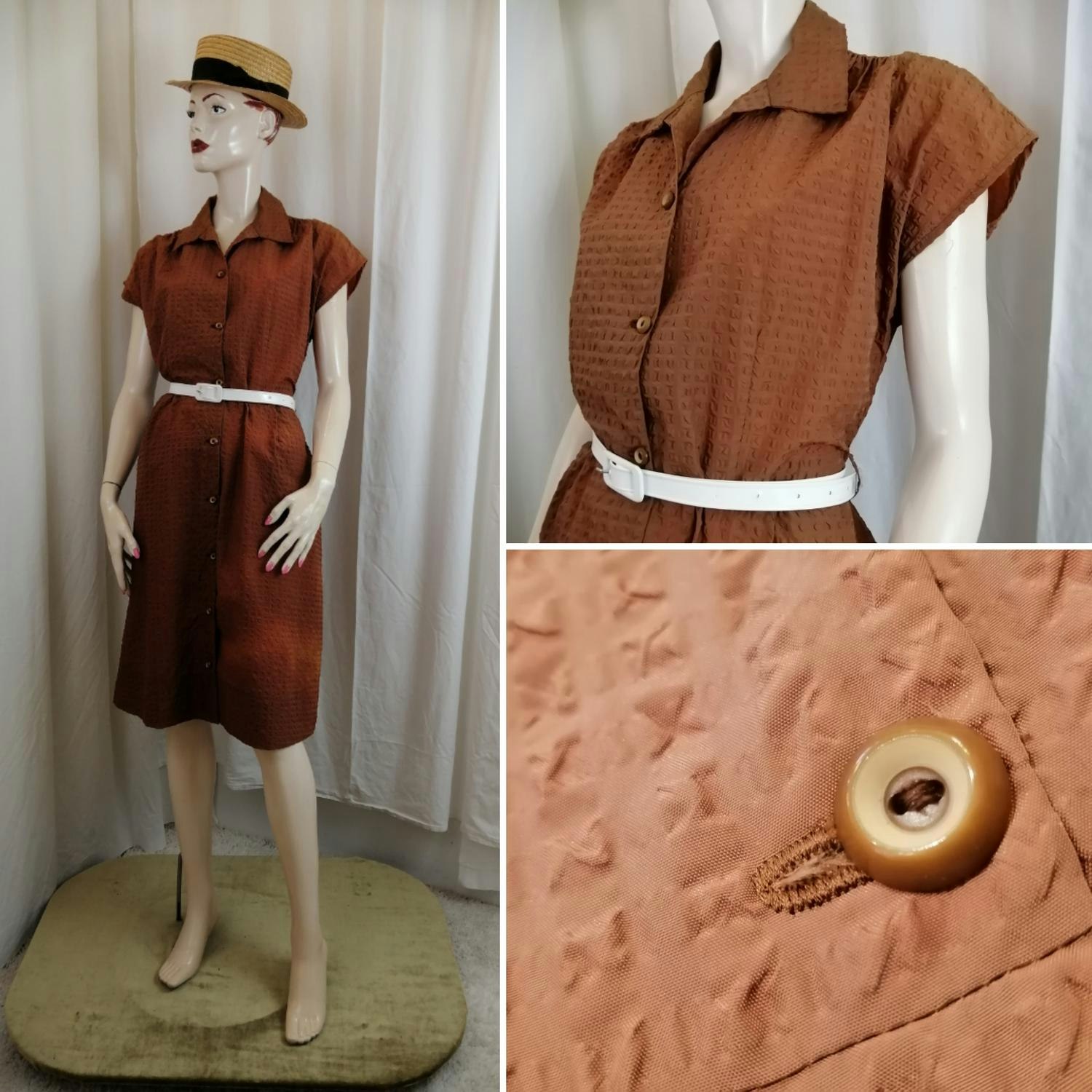 Vintage Retro kanelbrun klänning bäckebölja - Vintage Corner Österlen