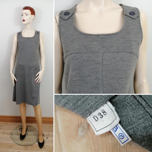 Vintage grå västklänning jersey fickor fina detaljer 6070-tal
