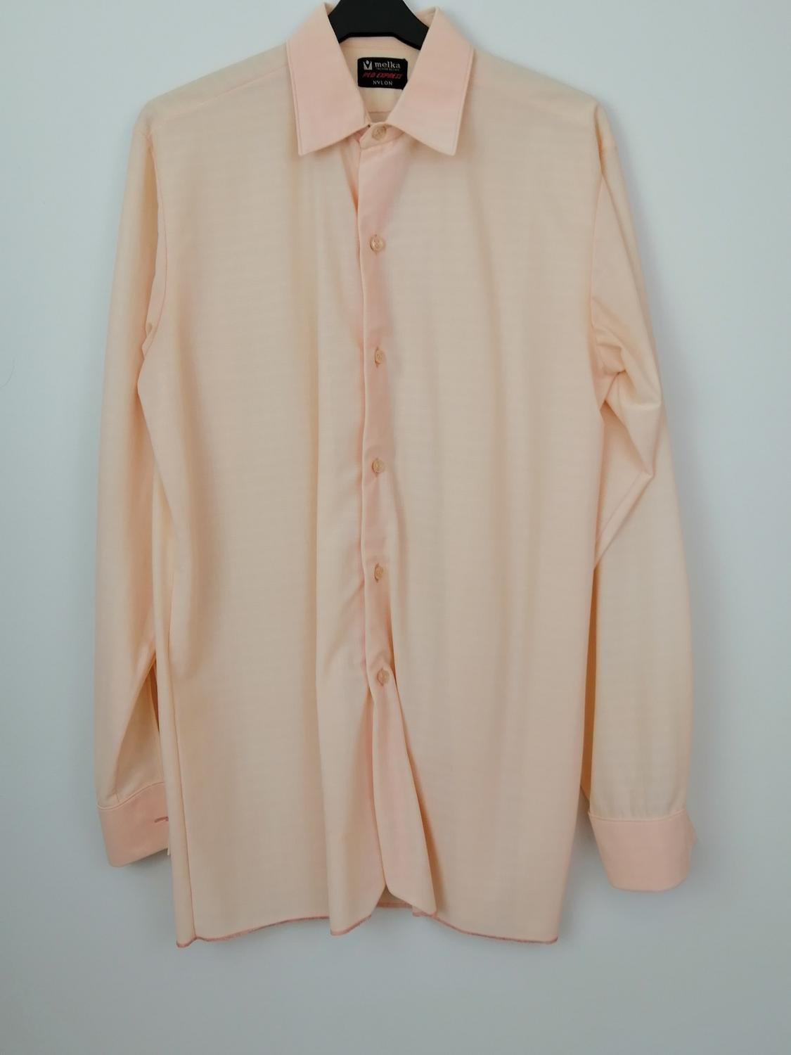 Vintage ljusrosa nylonskjorta Melka rosa-aprikos 5060-tal