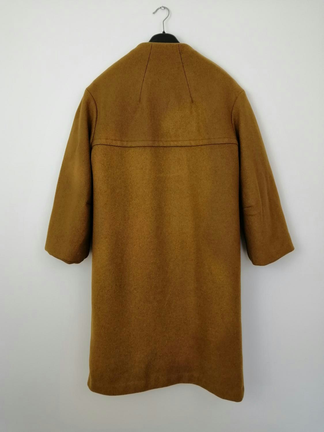 Vintage kappa kraglös senapsgul/brun-beige stora knappar 60-tal lös sjal -  Vintage Corner Österlen