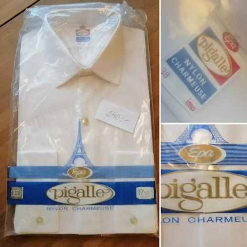 Vintage skjorta vit nylonskjorta Pigalle Epa deadstock nylon-chameuse
