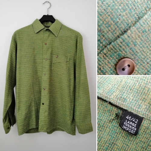Vintage grön skjorta med inslag av orange vävt material
