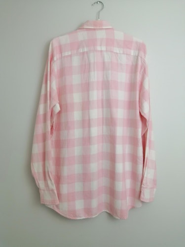 Vintage rosa och vit rutig skjorta flanell 80-tal regular fit