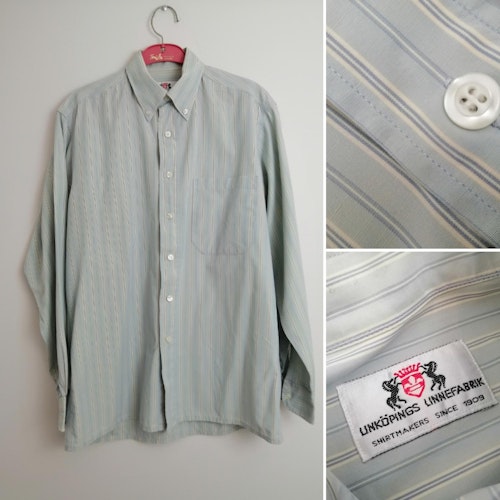 Vintage ljusblå vit randig skjorta button down 5060-tal