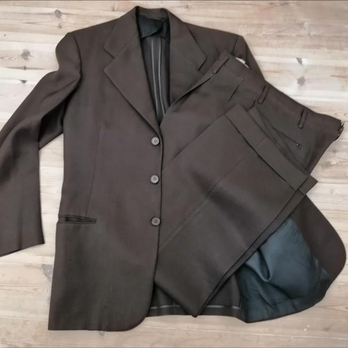 Vintage brun kostym från USA 50-tal byxor med gubbveck och slag