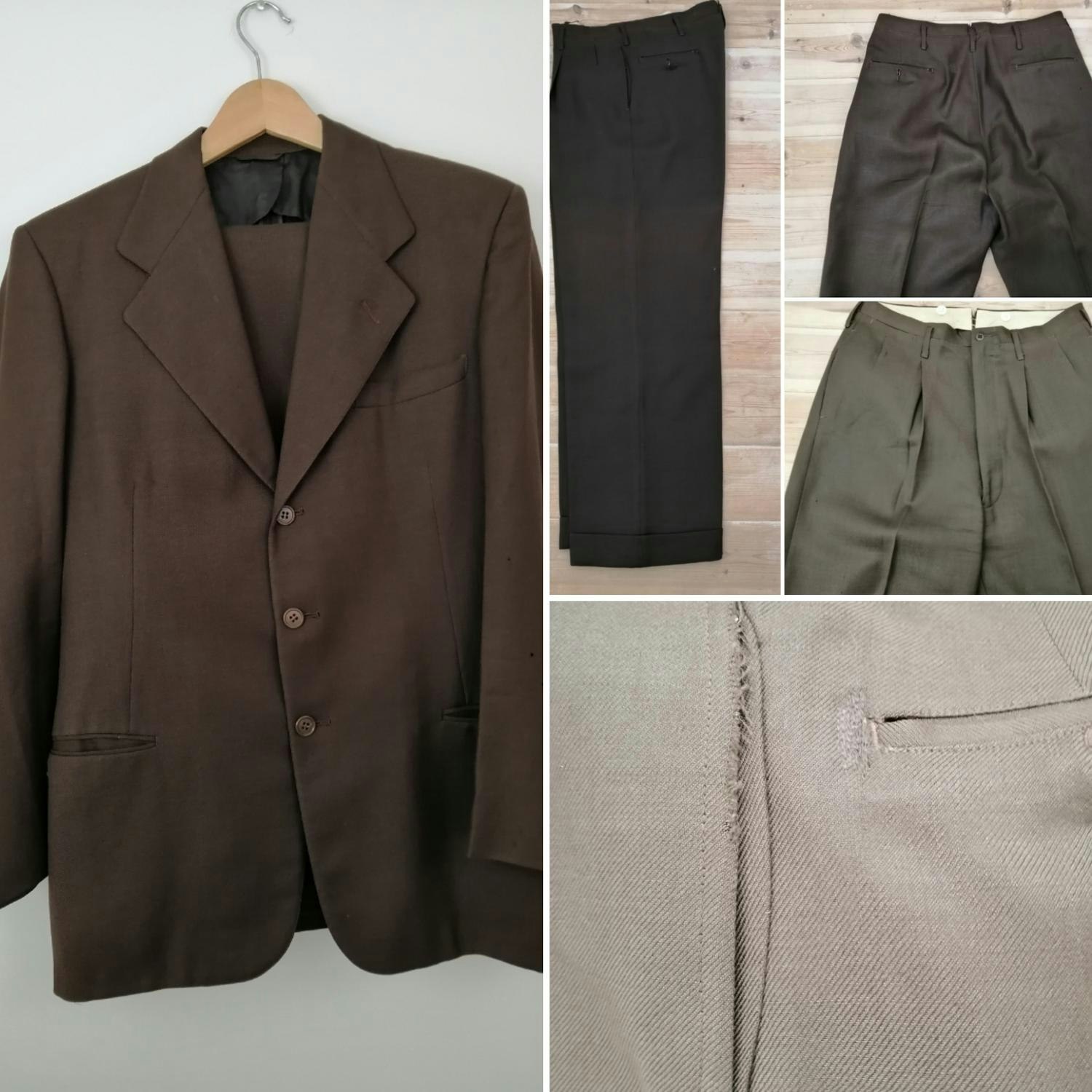 Vintage brun kostym från USA 50-tal byxor med gubbveck och slag - Vintage  Corner Österlen