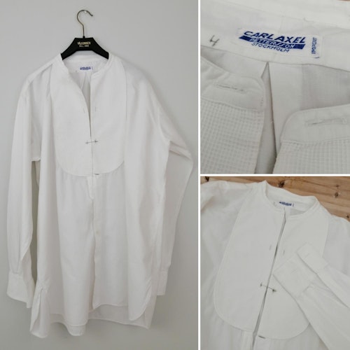 Vintage gammal frackskjorta i bomull vit