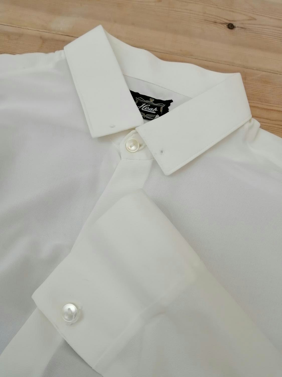 Vintage vit nylonskjorta Heab hål kragen 5060-tal - Vintage Corner Österlen