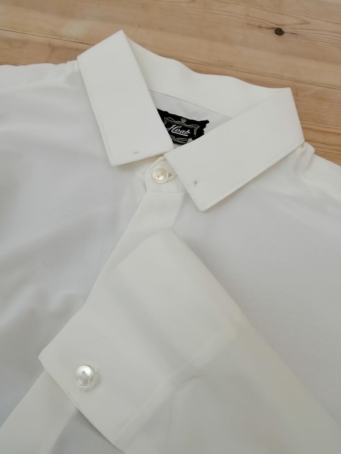 Vintage vit nylonskjorta Heab hål kragen 5060-tal