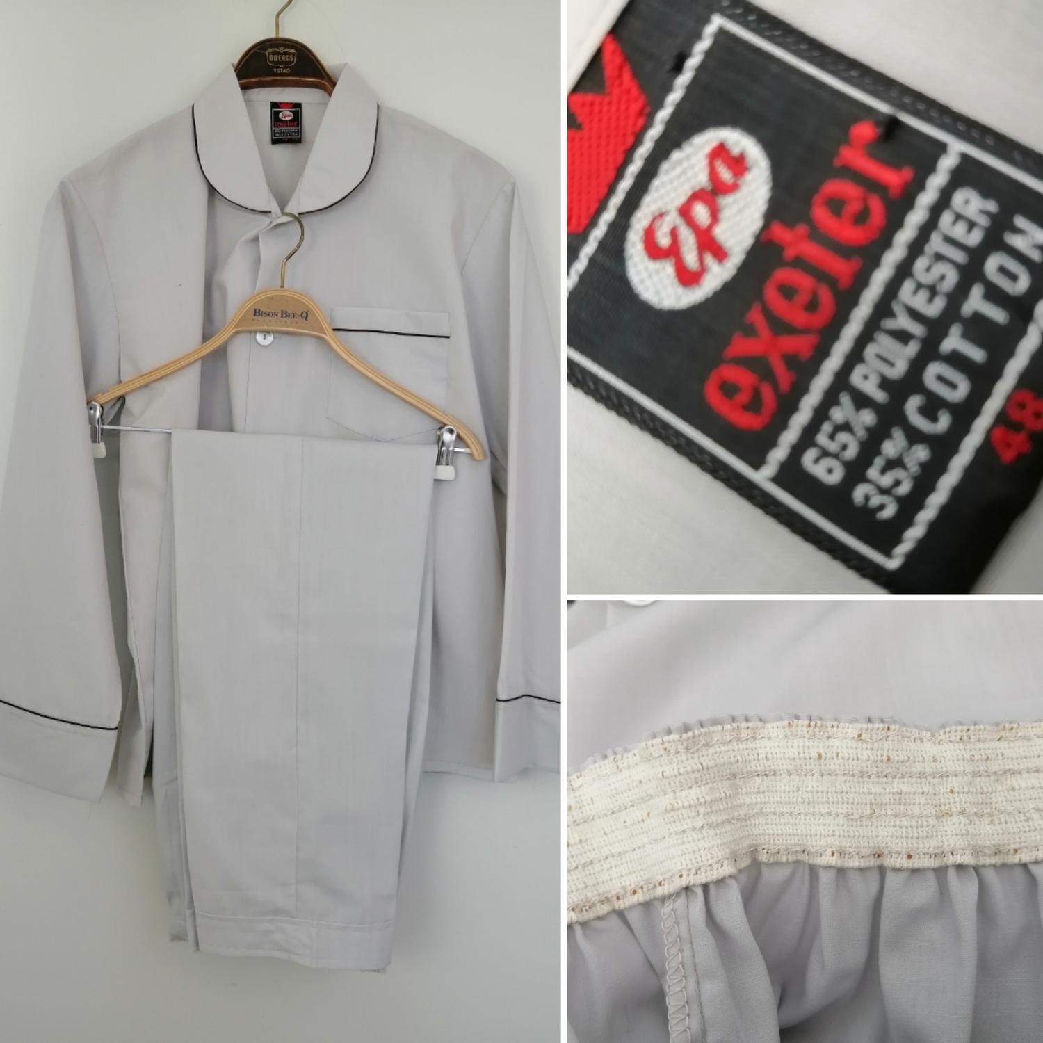 Vintage ljusgrå pyjamas 2-delad oanvänd Exeter Epa