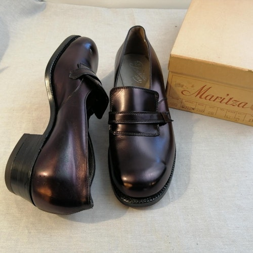 Vintage Maritza lila lägre sko rem över plösen stickningar stl 8A ca 43