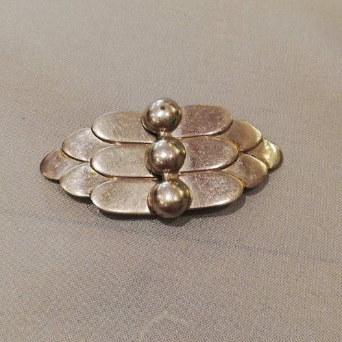 Vintage retro smycke bijouteri skärpspänne metall silverfärgat