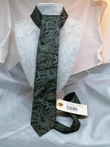 Retro slips smal svart med grönt mönster Seta Pura Italien