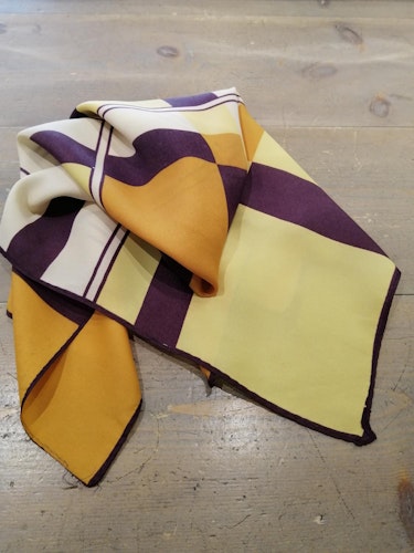 Vintage sjal scarf scarves mönstrad orange gul lila beige
