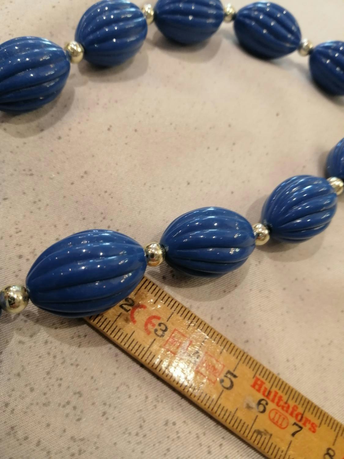Vintage bijouteri smycke halsband avlånga kornblå pärlor 80-tal - Vintage  Corner Österlen