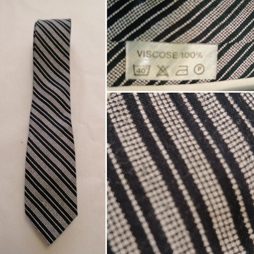Vintage slips diagonalrandig smal svart grå