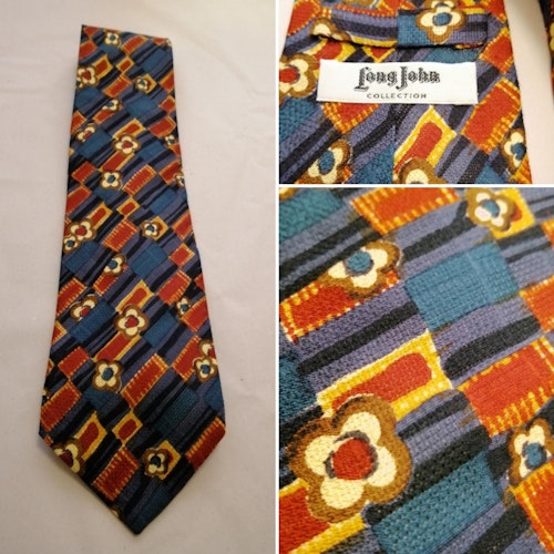 Vintage slips stormönstrad orange gul blå jadegrön Long John Collection