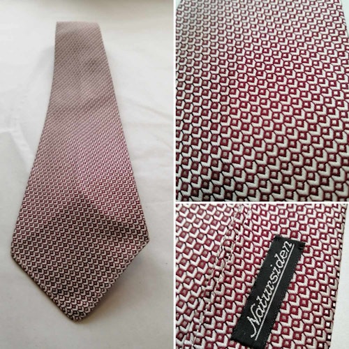 Vintage slips bred småmönstrad vinröd silver blank natursiden