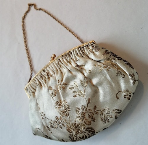 Vintage liten guldfärgad väska med kedja aftonväska made in Paris