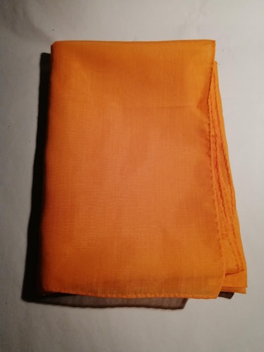 Vintage scarf scarves sjal tunn orange handsydd kant