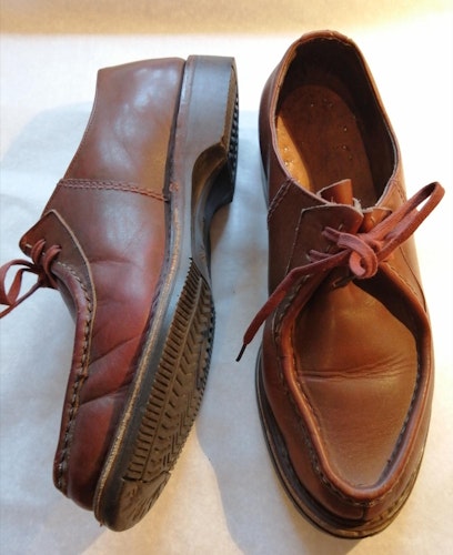 Vintage präktiga promenadskor ljusbruna läder svenska snörning stl 38,5-39