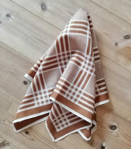 Vintage scarf scarves sjal rutig brun och vit