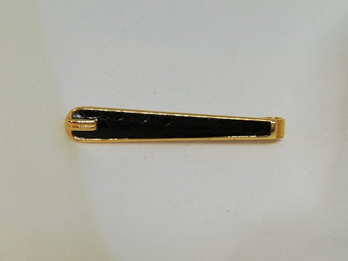 Retro slipshållare svart kroko-imitation guldfärgad metall