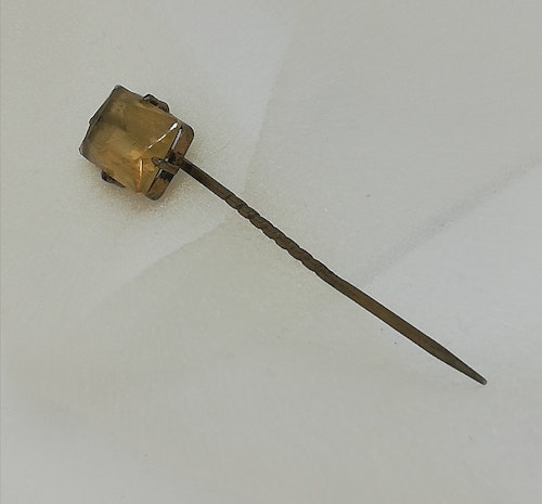 Vintage retro nål med sten svagt ljusgul/genomskinlig slipsnål, scarf-nål