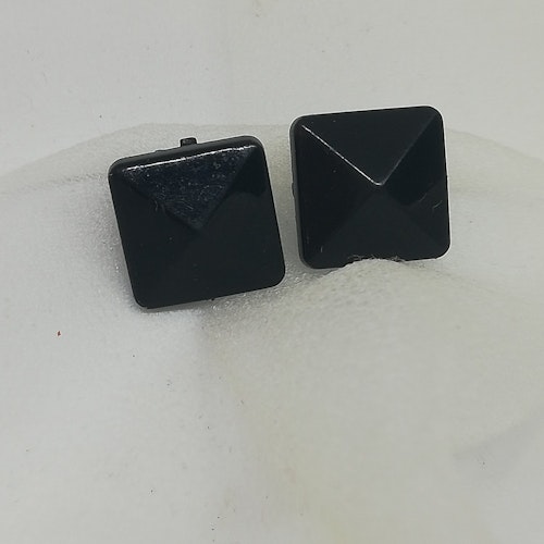 Vintage retro örhängen clips svarta fyrkantiga toppiga plast
