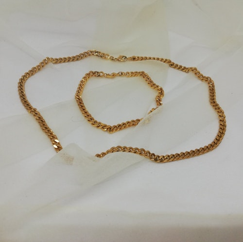Halsband och armband guldfärgad metall tung kedja